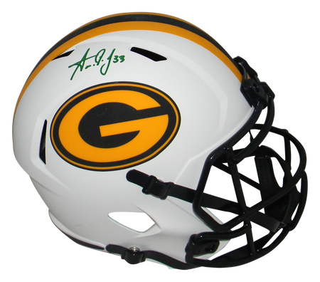 Aaron Jones Autographed Green Bay Packers Full-Size Speed Replica Helmet w/ Go Pack Go