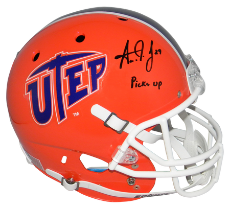 Aaron Jones Autographed UTEP Miners Navy Full Size Helmet