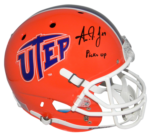 Aaron Jones Autographed UTEP Miners Orange Full Size Helmet