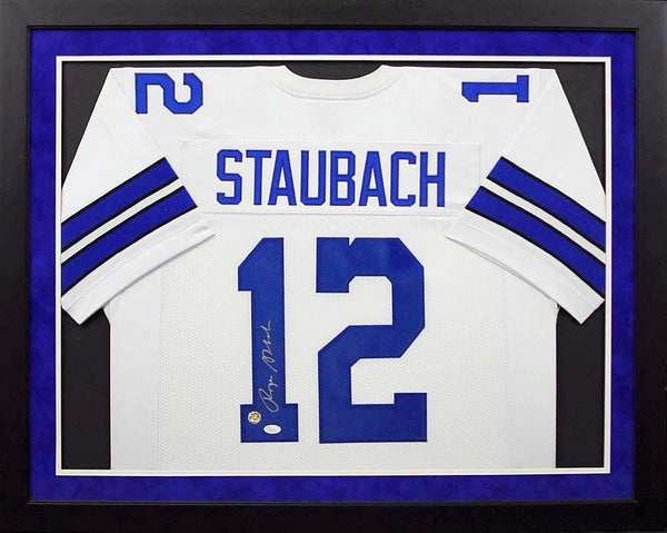 Roger Staubach Autographed Dallas Cowboys #12 Framed Jersey - White –  Signature Sports Marketing