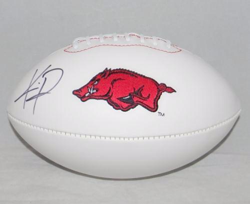 Knile Davis Autographed Arkansas Razorbacks White Logo Football