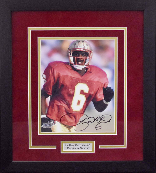 Leroy Butler Autographed Florida State Seminoles 8x10 Framed Photograph - Solo