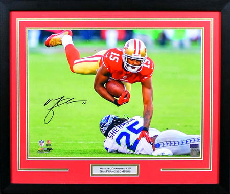 Michael Crabtree Autographed San Francisco 49ers 16x20 Framed Photograph (vs Packers)