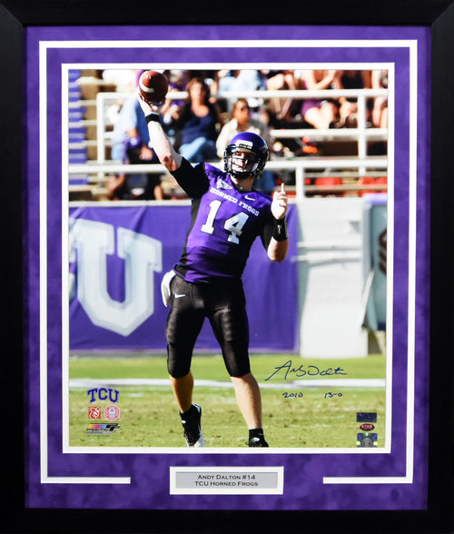 Andy Dalton Autographed TCU Horned Frogs 16x20 Framed Photograph (Passing)