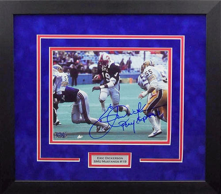 Eric Dickerson Autographed SMU Mustangs #19 Framed Jersey