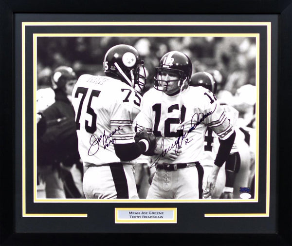 Terry Bradshaw & Joe Greene Autographed Pittsburgh Steelers 16x20 Framed Photograph
