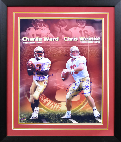 Charlie Ward & Chris Weinke Autographed Florida State Seminoles 16x20 Framed Photograph