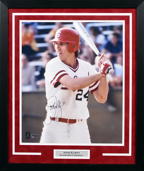 John Elway Autographed Stanford Cardinal 16x20 Framed Photograph (Baseball)