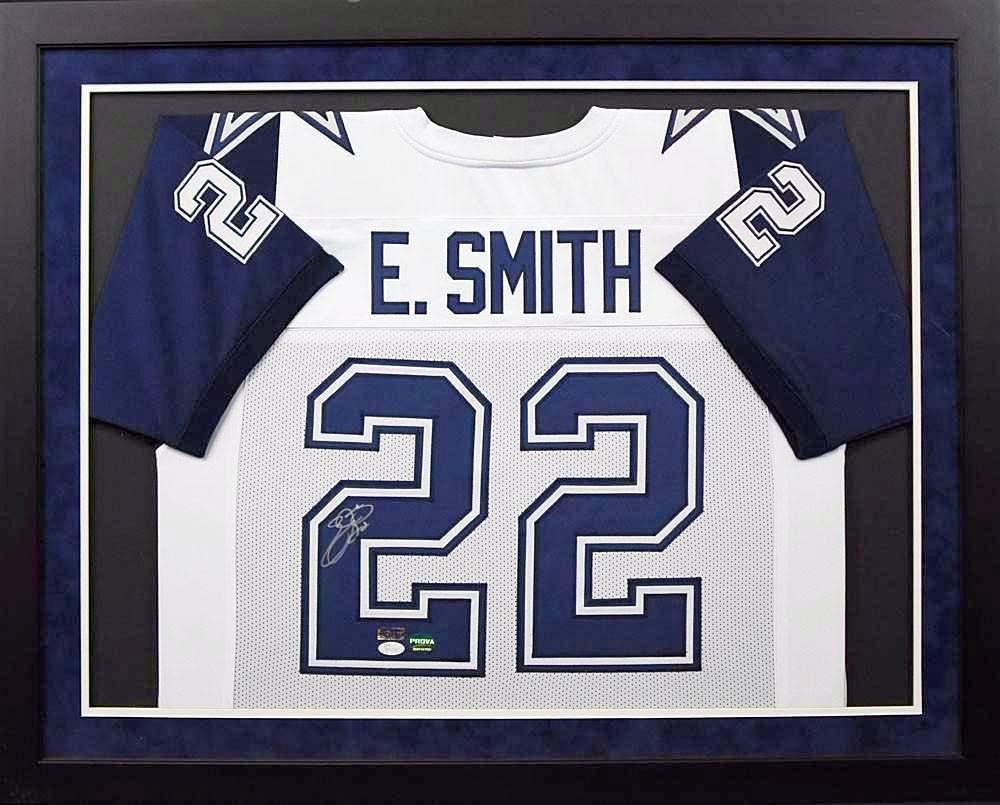 Emmitt Smith Signed Dallas Cowboys 34x42 Custom Framed Jersey