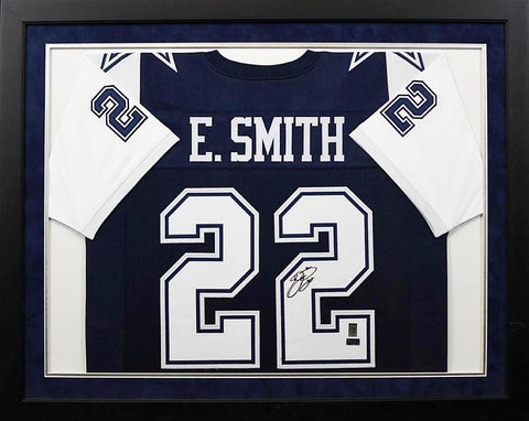 Emmitt Smith Autographed Dallas Cowboys (Blue #22) Jersey - JSA