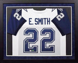 Emmitt Smith Autographed Dallas Cowboys #22 Framed Jersey - White