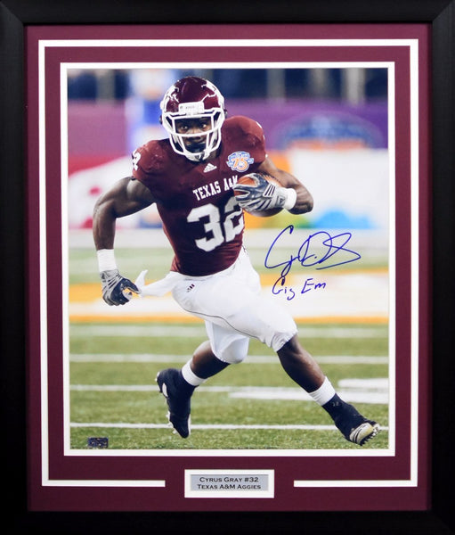 Cyrus Gray Autographed Texas A&M Aggies 16x20 Framed Photograph