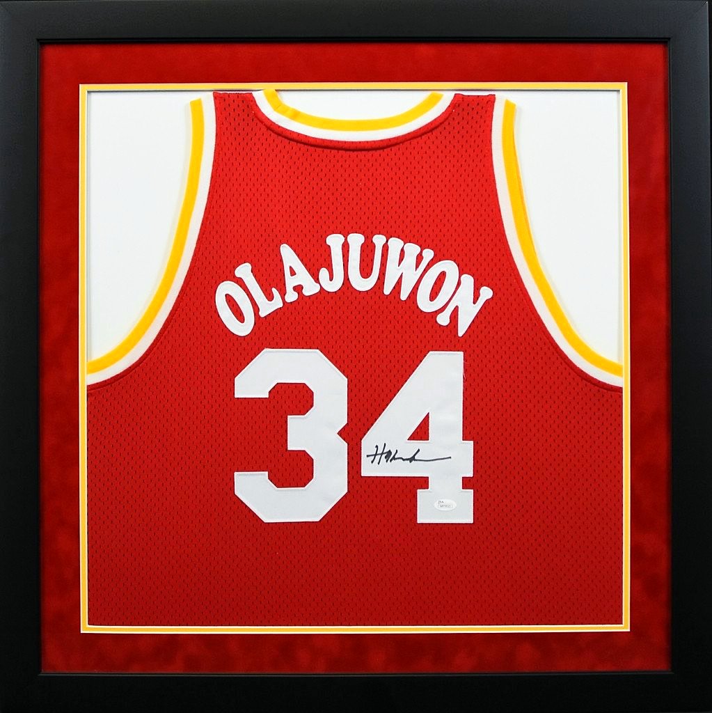 Hakeem Olajuwon Framed Jersey JSA Autographed Signed Houston Rockets M