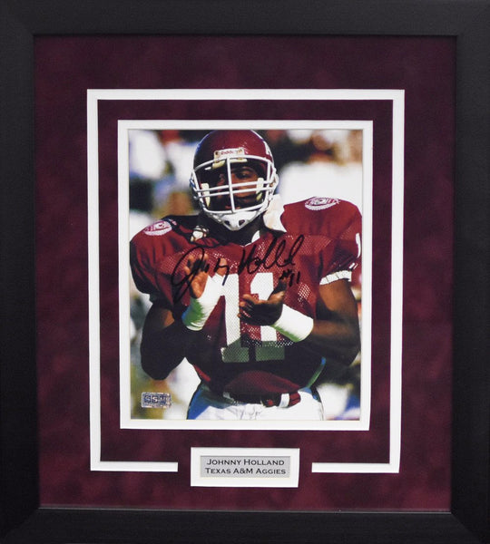 Johnny Holland Autographed Texas A&M Aggies 8x10 Framed Photograph (Solo)