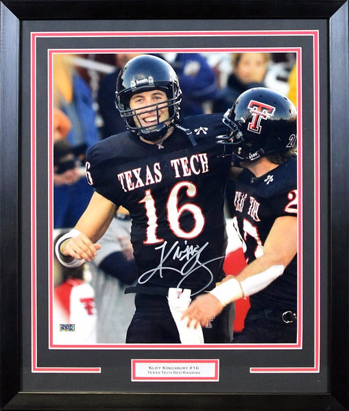 Kliff Kingsbury Autographed Texas Tech Red Raiders 16x20 Framed Photograph (w/ Wes Welker)