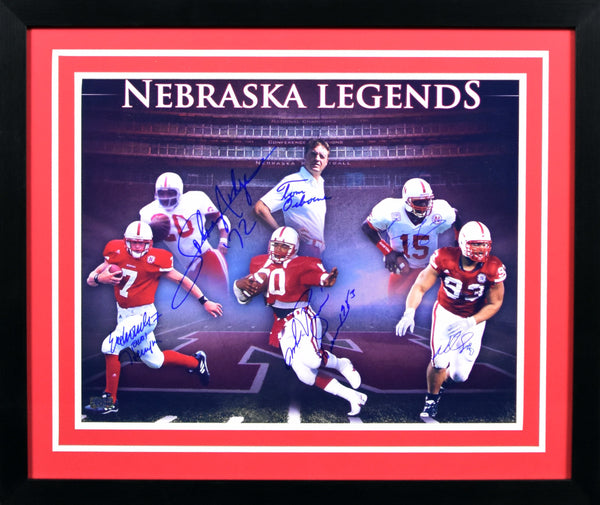 Tom Osborne, Ndamukong Suh, Tommie Frazier, Eric Crouch, Johnny Rodgers & Mike Rozier Autographed Nebraska Cornhuskers 16x20 Framed Photograph