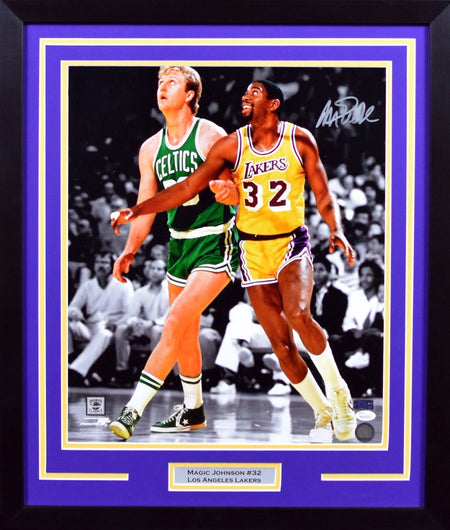 Kareem Abdul-Jabbar Autographed Los Angeles Lakers #33 Adidas Swingman Framed Jersey - Gold