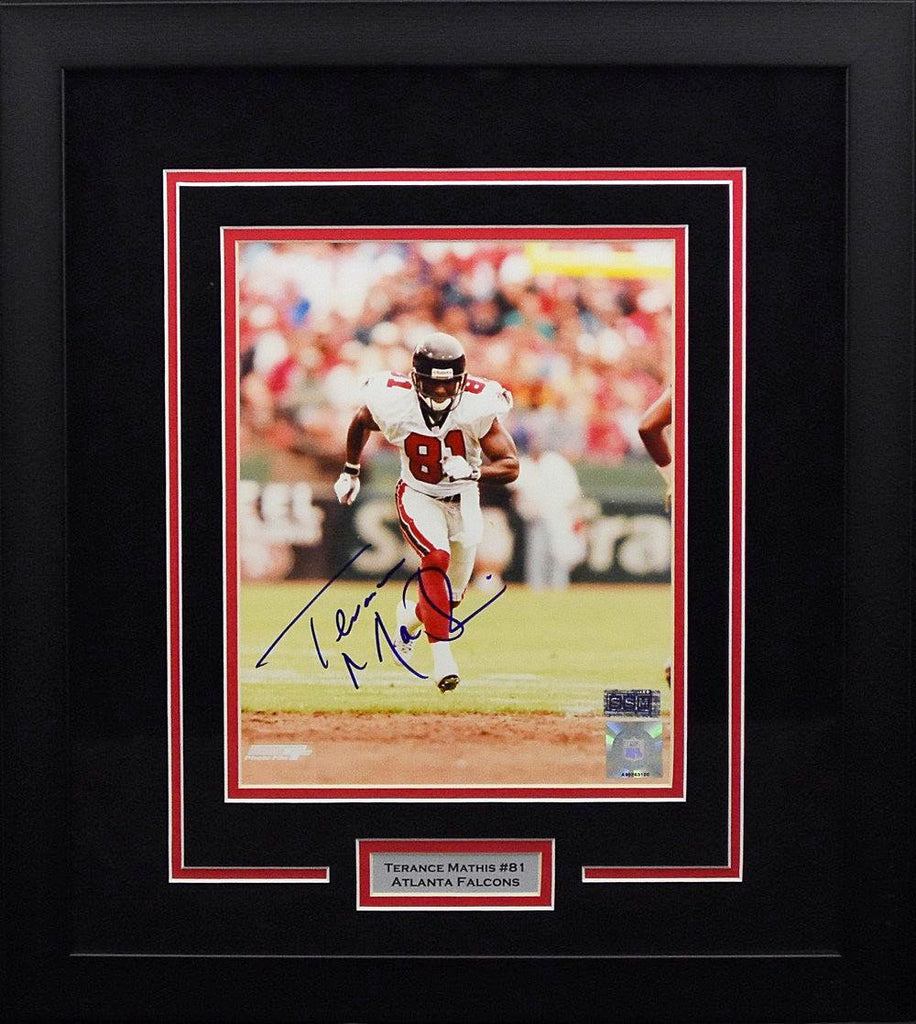 Deion Sanders Autographed and Framed Red Falcons Jersey