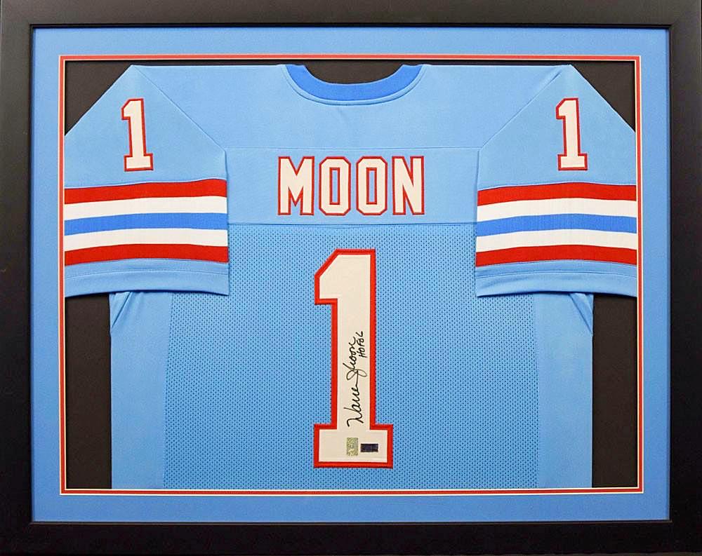 Houston Oilers Run & Shoot Autographed White Jersey With 5 Signatures  Including Warren Moon Beckett BAS Witness Stock #220385