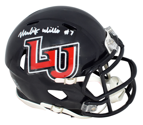 Malik Willis Autographed Liberty Flames Speed Mini Helmet (Navy)