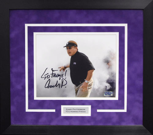 Gary Patterson Autographed TCU Horned Frogs 8x10 Framed Photograph (Smoke)