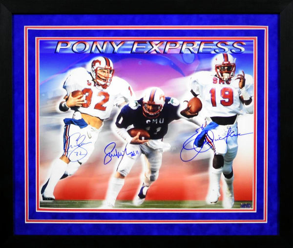 Pony Express Autographed SMU Mustangs 16x20 Framed Photograph