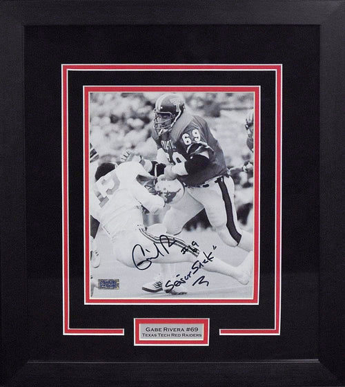 Gabe Rivera Autographed Texas Tech Red Raiders 8x10 Framed Photograph (Dickerson)