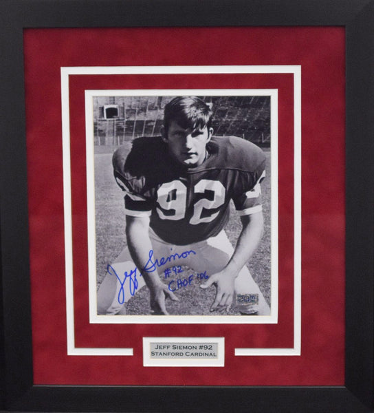Jeff Siemon Autographed Stanford Cardinal 8x10 Framed Photograph
