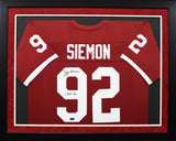 Jeff Siemon Autographed Stanford Cardinal #92 Framed Jersey