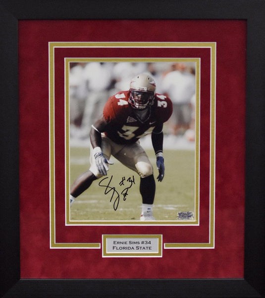 Ernie Sims Autographed Florida State Seminoles 8x10 Framed Photograph
