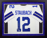 Roger Staubach Autographed Dallas Cowboys #12 Framed Jersey - White
