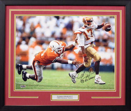 Charlie Ward Autographed Florida State Seminoles 16x20 Framed Photograph vs Miami