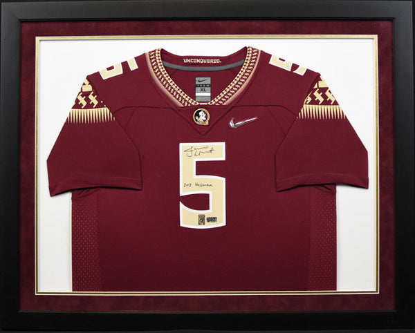 Jameis Winston Autographed Florida State Seminoles #5 Nike Limited Framed Jersey w/ 2013 Heisman
